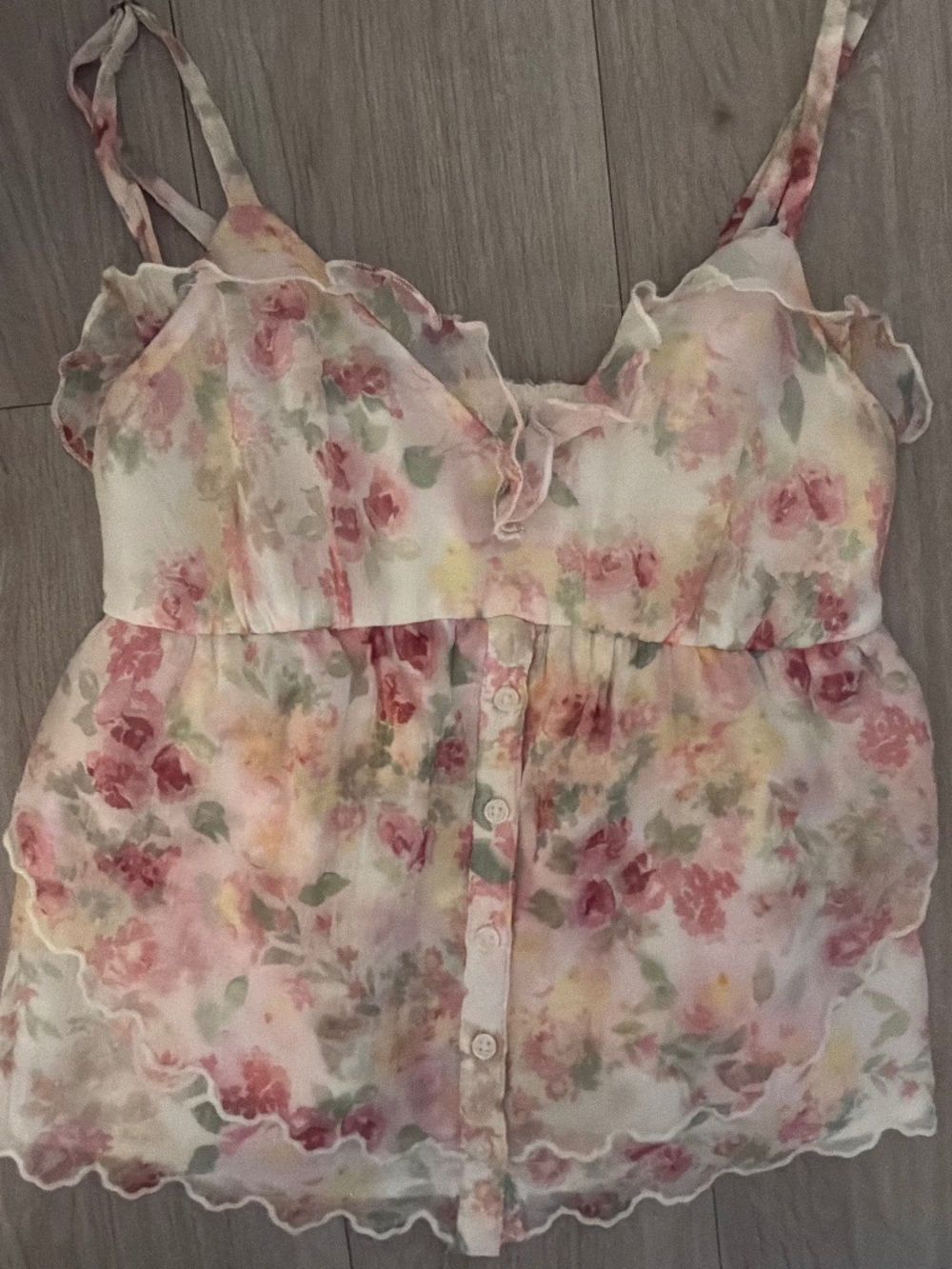 Holister floral ruffle tank top old
